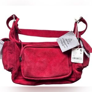 NWT Free People Siren Suede Shoulder Bag in Garnet